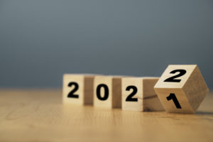 Flipping of wooden cube block for change 2021 to 2022 year , Pre